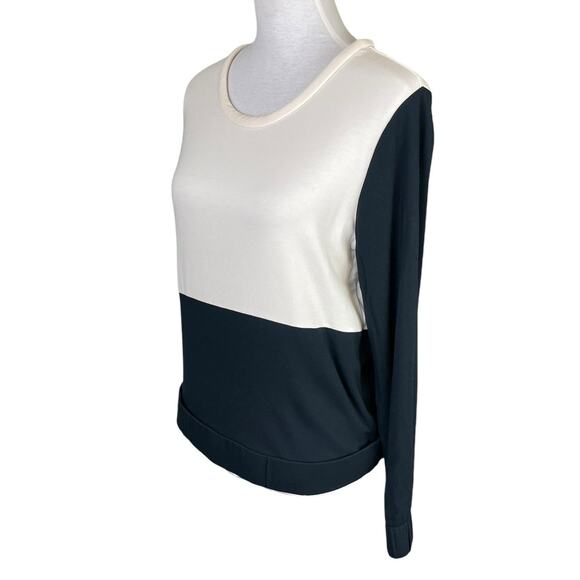 Townsen NWT Black Cream Colorblock Long Sleeve Soft Knit Elastic Hem Top - Picture 3 of 11
